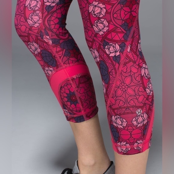 Lululemon Run Inspire cropII prism floral guava lava boom juice legging Sz-4 B11 - Picture 4 of 13